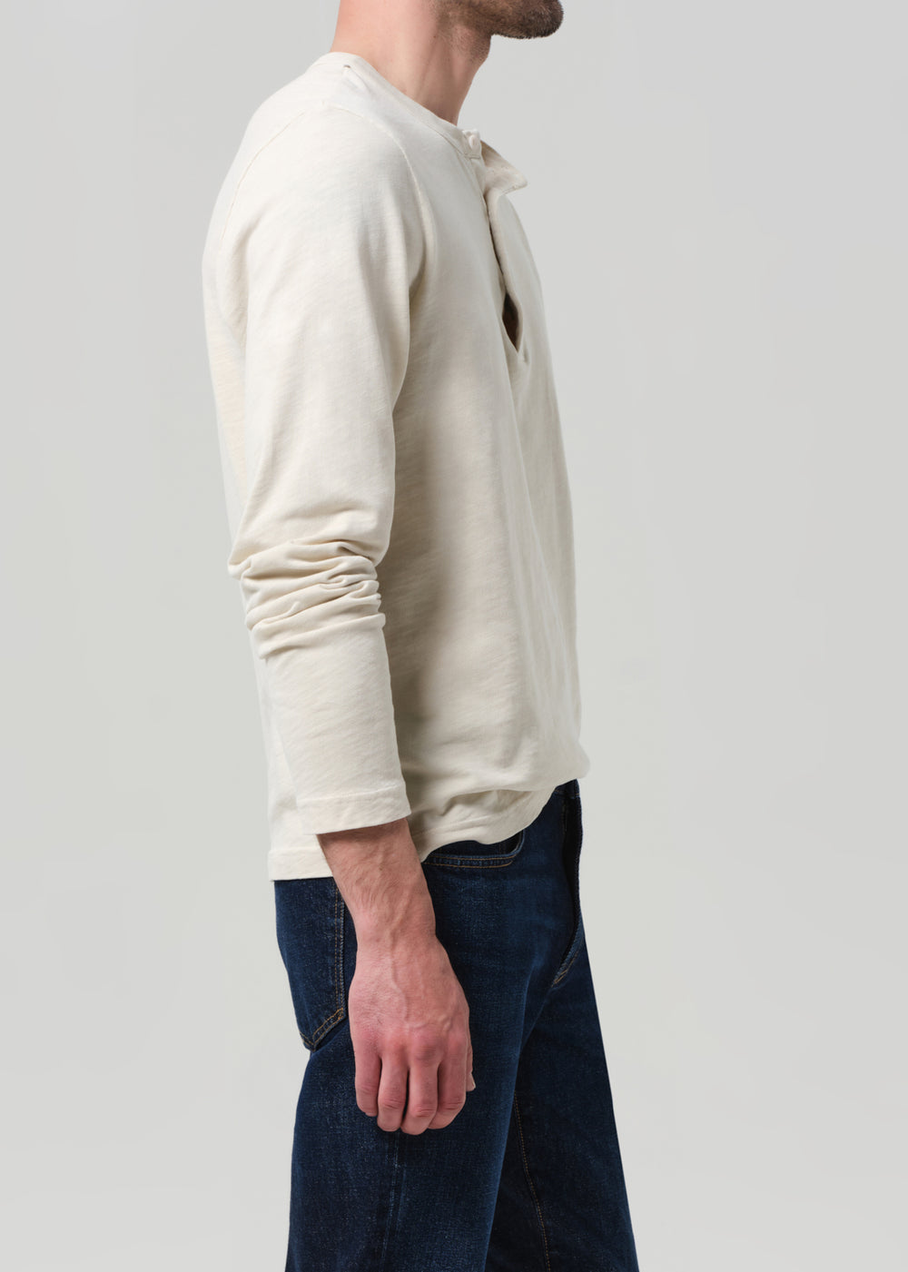 Three Button Henley Ecru