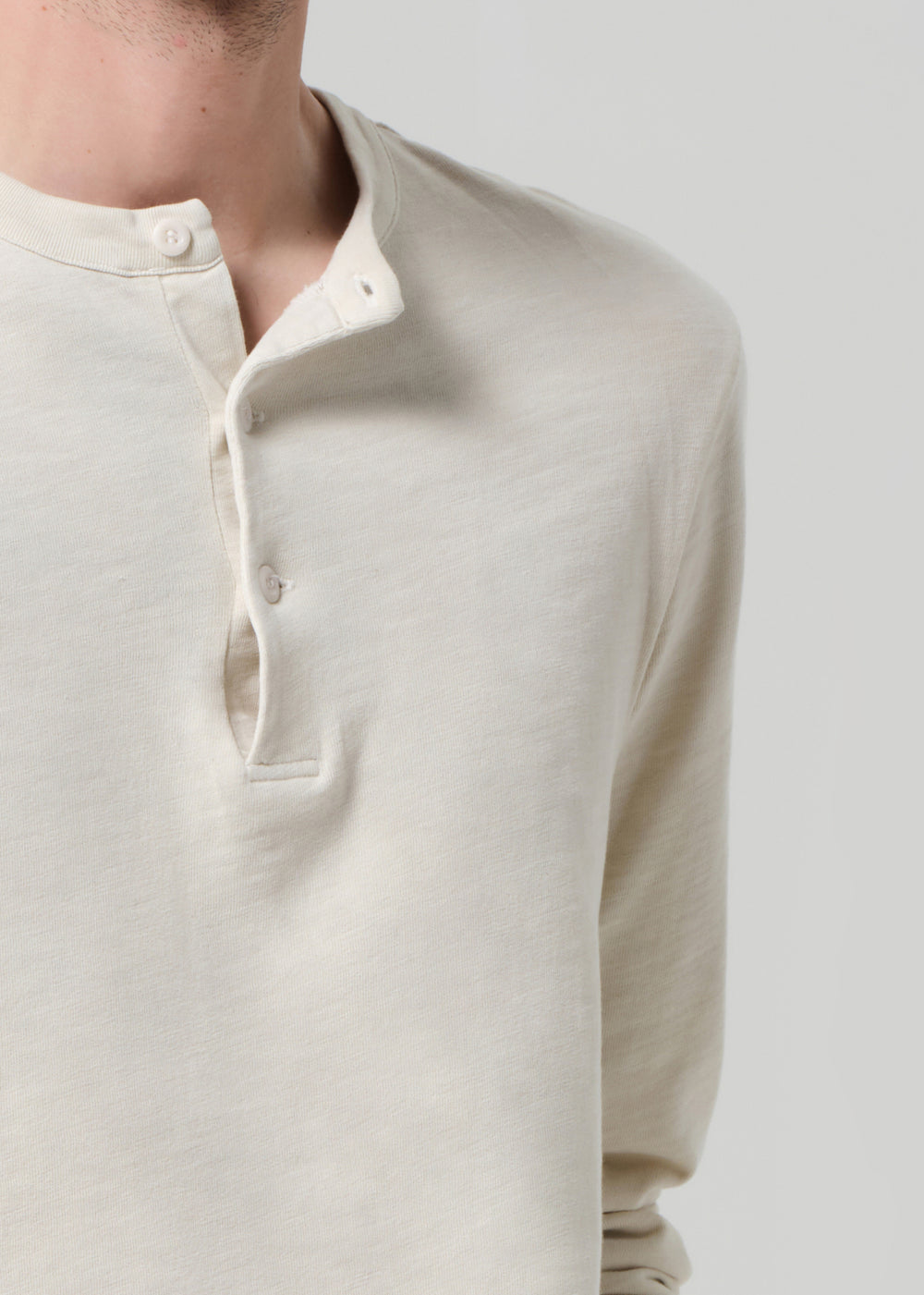 Three Button Henley Ecru