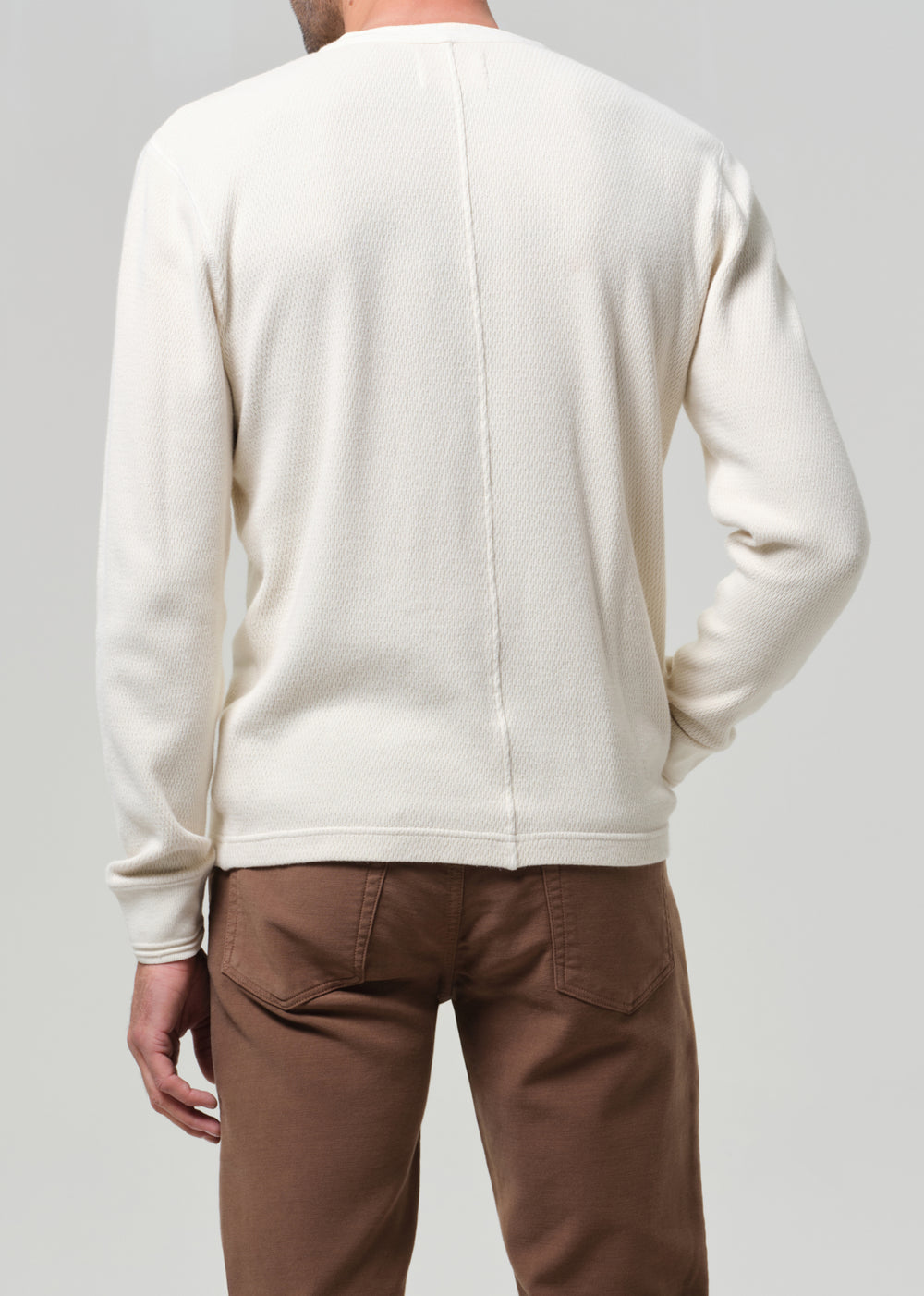 Waffle Three Button Henley in Plaster