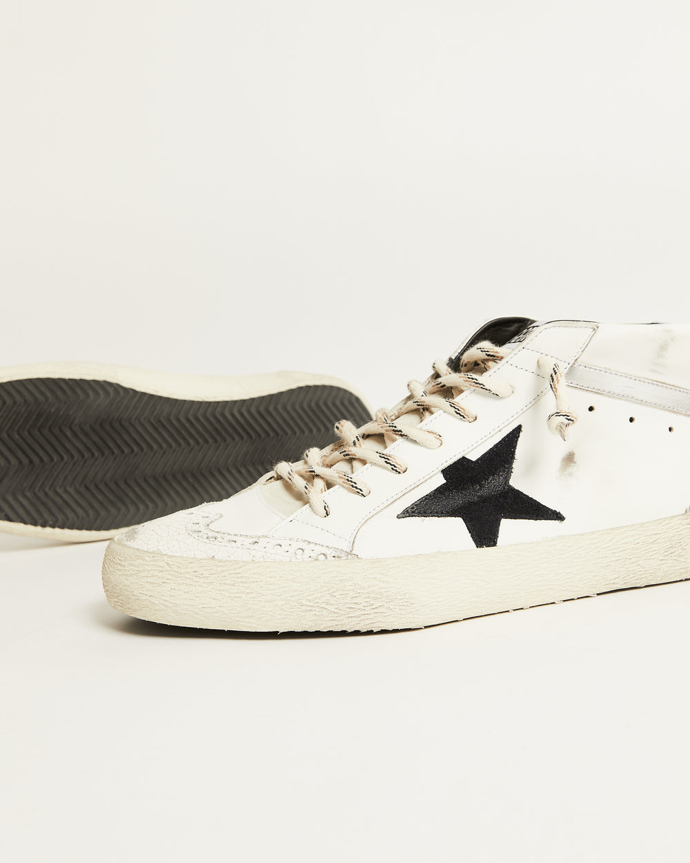 Mid Star in Cracked Leather Toe w/ Suede Black Star and Patent Blue Heel