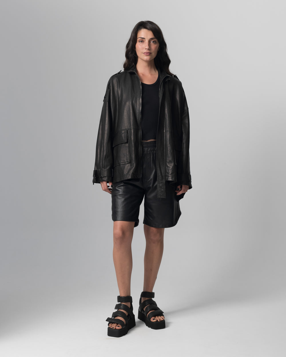 Leather Heavy Jacket Nero GD26F23096MGA
