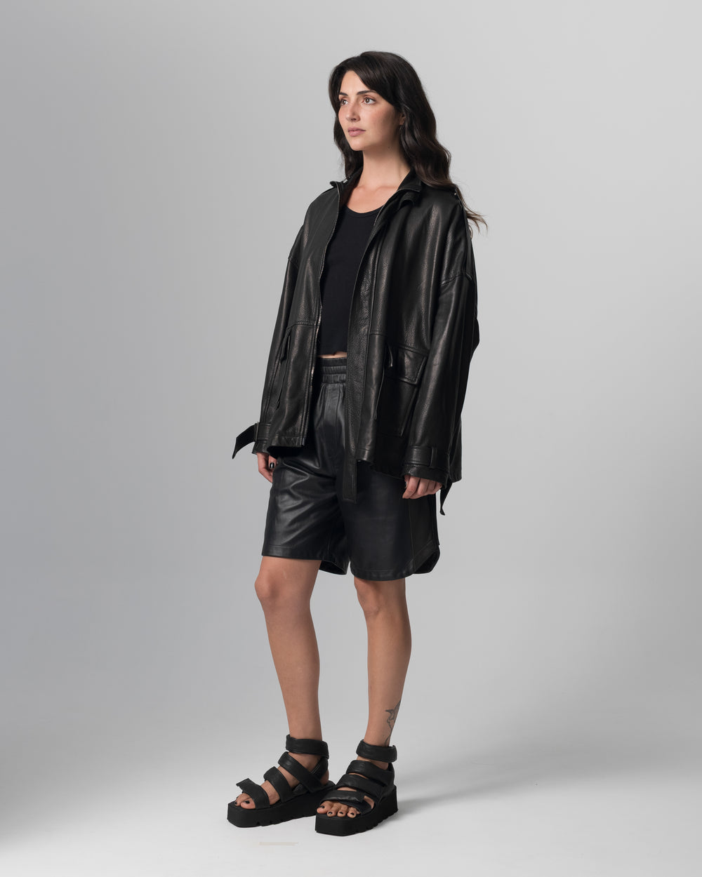 Leather Heavy Jacket Nero GD26F23096MGA
