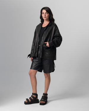 Leather Heavy Jacket Nero GD26F23096MGA