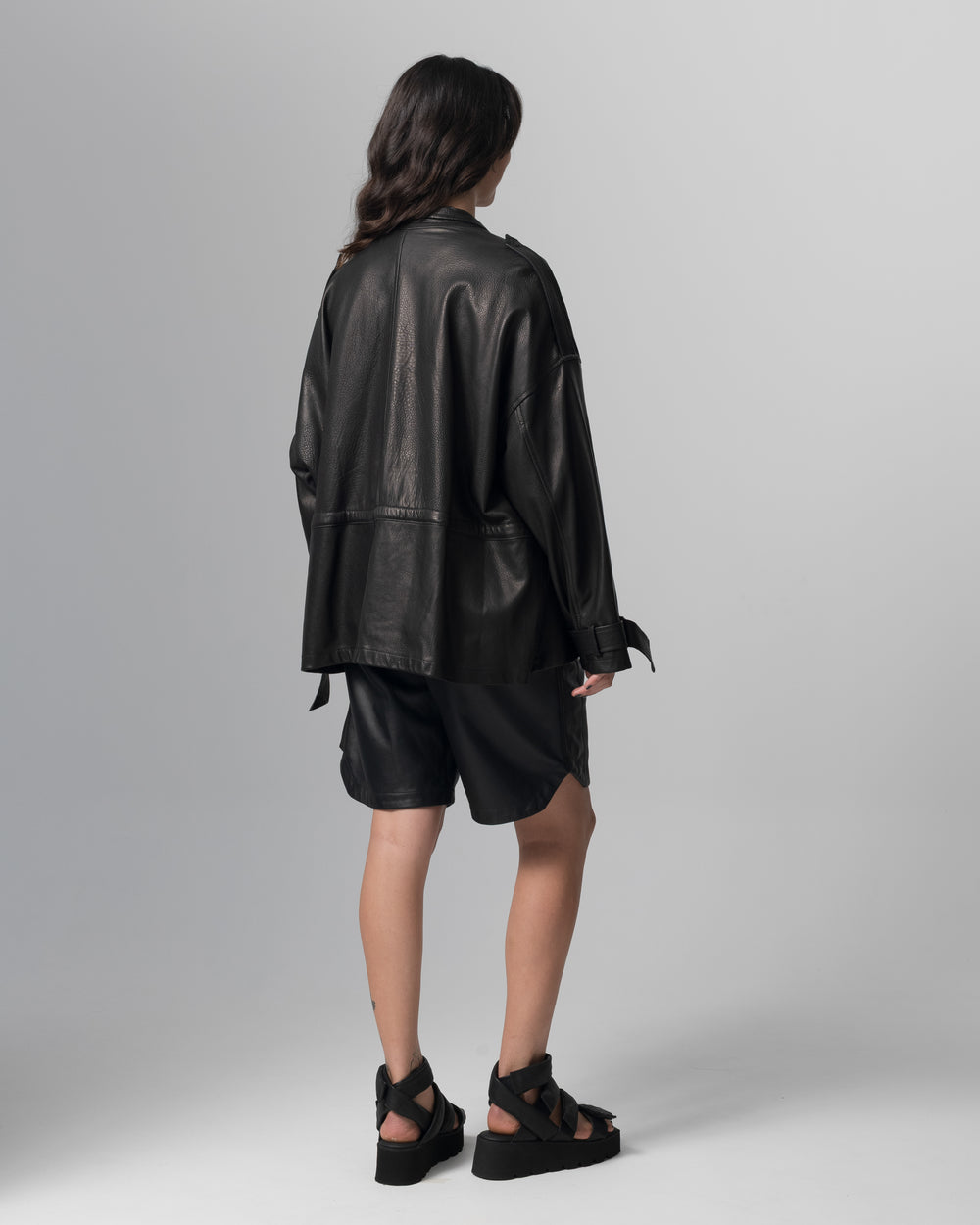 Leather Heavy Jacket Nero GD26F23096MGA