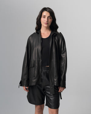 Leather Heavy Jacket Nero GD26F23096MGA