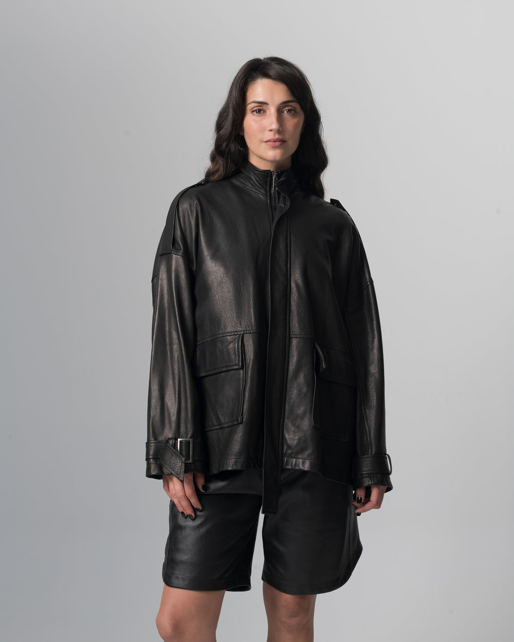 Leather Heavy Jacket Nero GD26F23096MGA
