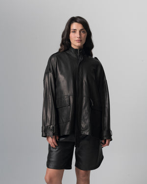 Leather Heavy Jacket Nero GD26F23096MGA