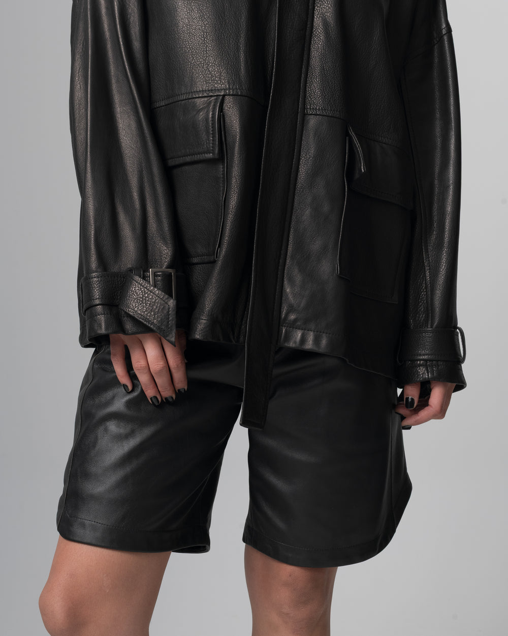 Leather Heavy Jacket Nero GD26F23096MGA