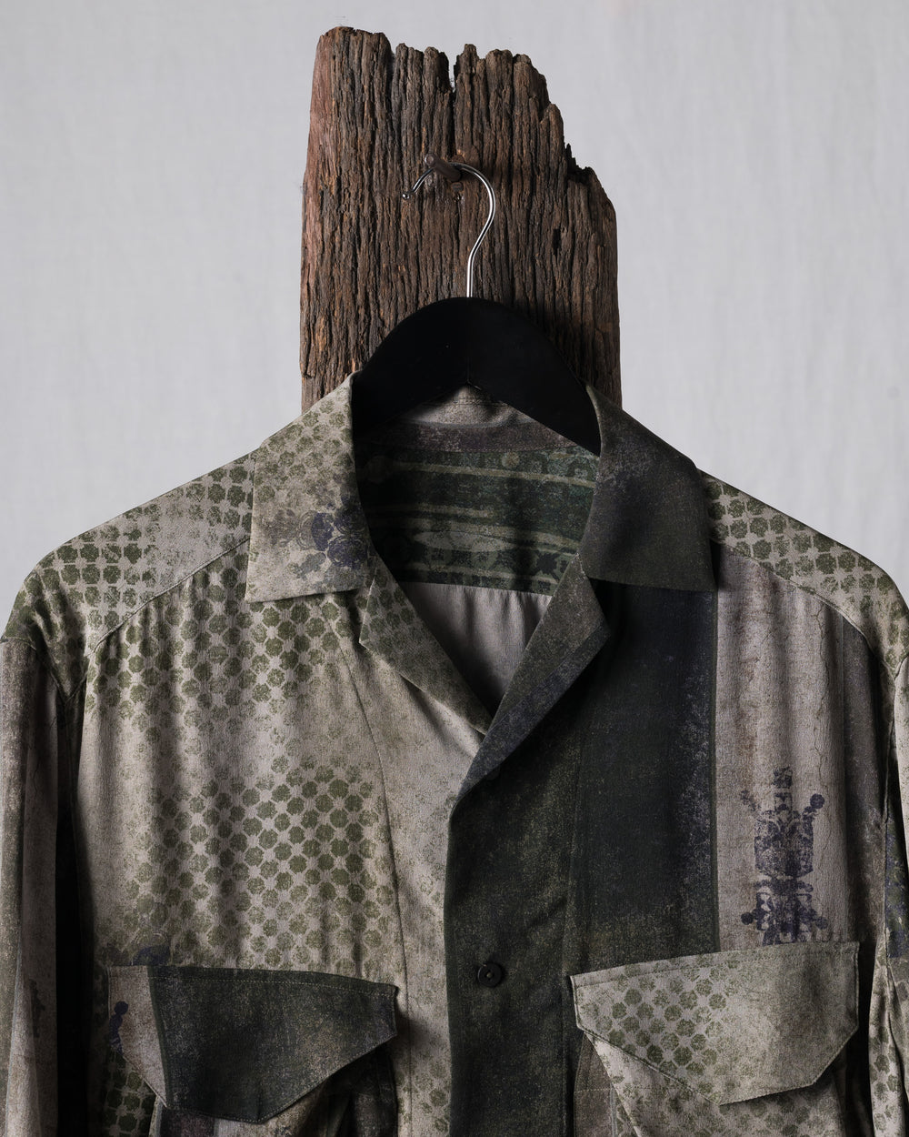 Oversized Printed Crepe Silk Short Sleeve Shirt