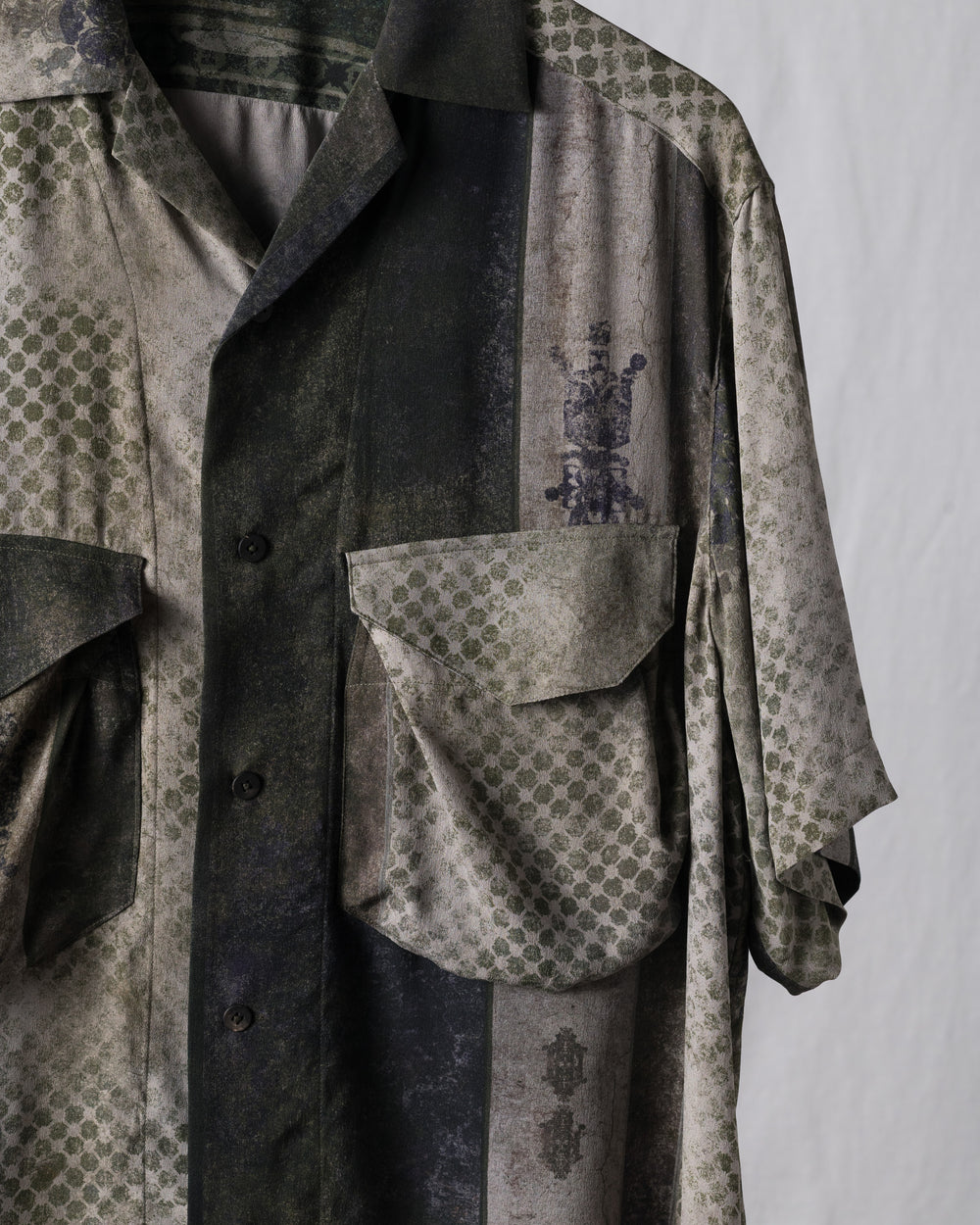 Oversized Printed Crepe Silk Short Sleeve Shirt