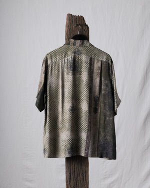 Oversized Printed Crepe Silk Short Sleeve Shirt