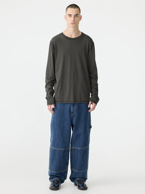 Slouch Coverstitch LS T Shirt Slate Grey / Black
