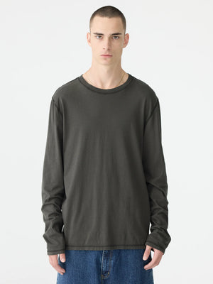 Slouch Coverstitch LS T Shirt Slate Grey / Black