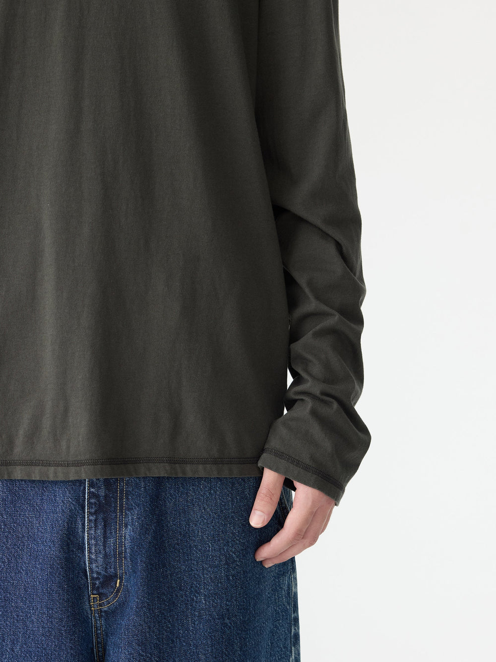 Slouch Coverstitch LS T Shirt Slate Grey / Black