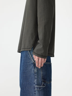 Slouch Coverstitch LS T Shirt Slate Grey / Black