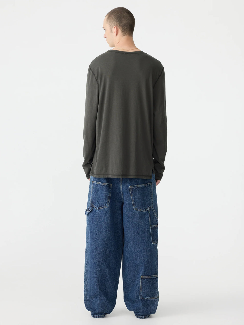 Slouch Coverstitch LS T Shirt Slate Grey / Black