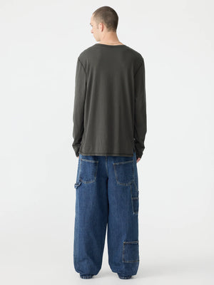 Slouch Coverstitch LS T Shirt Slate Grey / Black