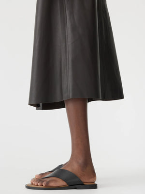 Longerline Leather Skirt Carob