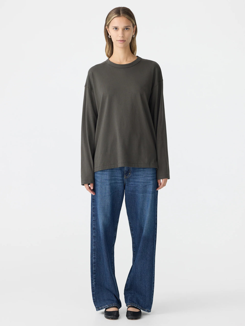 Slouch Wide Heritage LS T Shirt Slate Grey