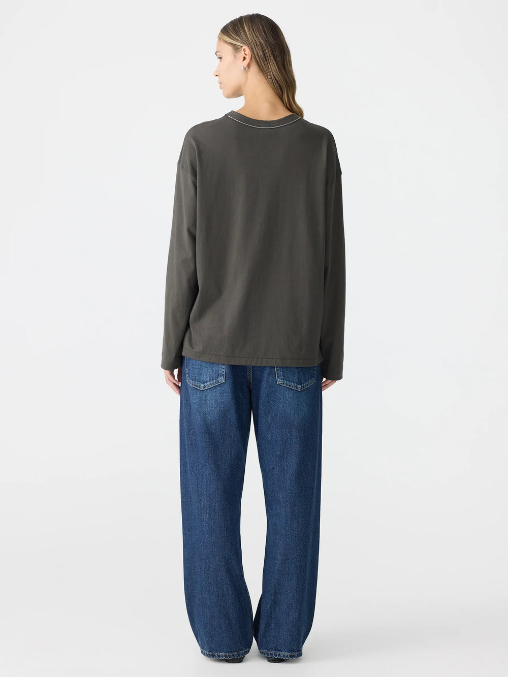 Slouch Wide Heritage LS T Shirt Slate Grey