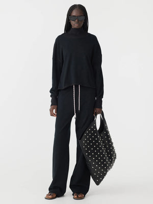 Drapey Terry Raw Edge Sweat Black