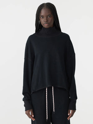 Drapey Terry Raw Edge Sweat Black
