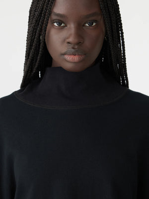 Drapey Terry Raw Edge Sweat Black