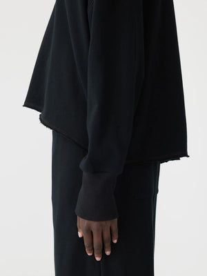 Drapey Terry Raw Edge Sweat Black