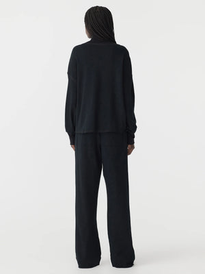 Drapey Terry Raw Edge Sweat Black