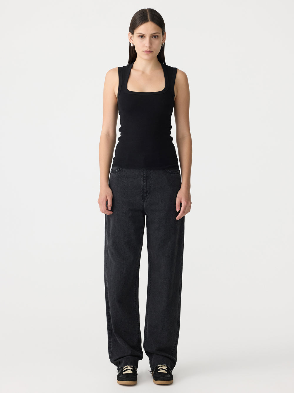 Low Scooped Rib Tank Black
