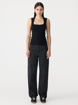 Low Scooped Rib Tank Black