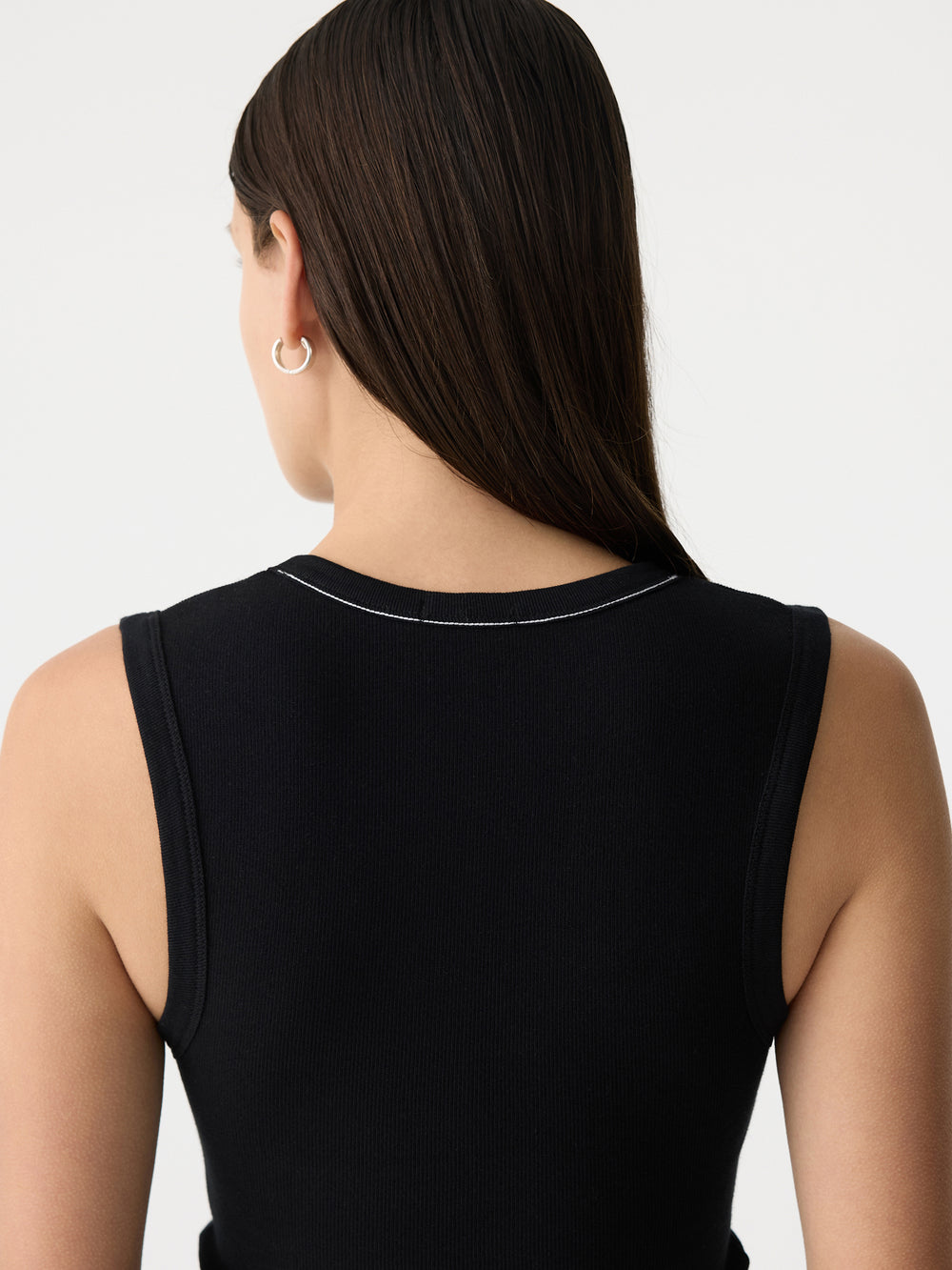 Low Scooped Rib Tank Black