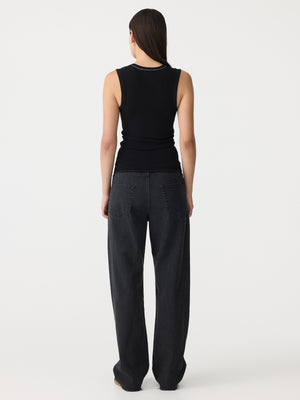 Low Scooped Rib Tank Black