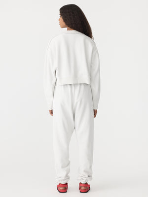 Boxy Cropped V Neck Sweat Antique White