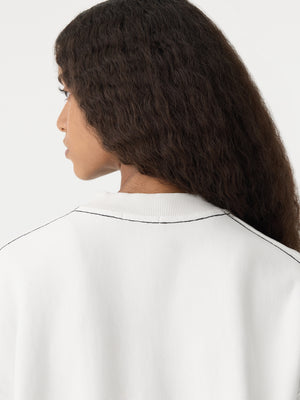 Boxy Cropped V Neck Sweat Antique White