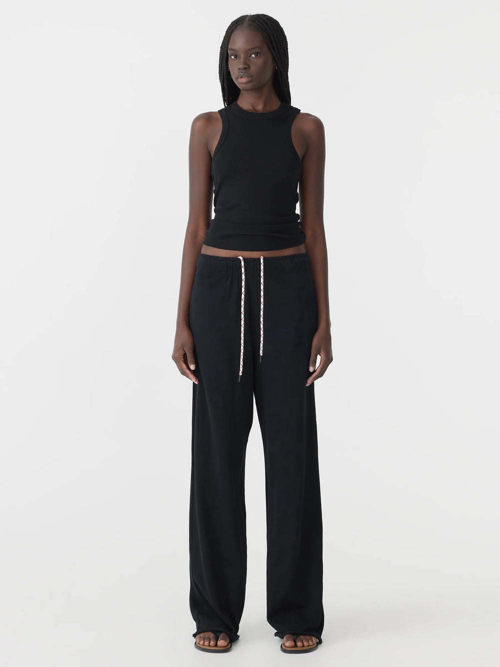 Wide Leg French Terry Pant Black