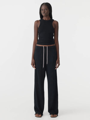 Wide Leg French Terry Pant Black