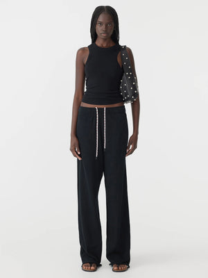 Wide Leg French Terry Pant Black
