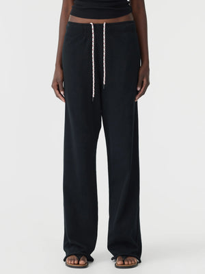 Wide Leg French Terry Pant Black