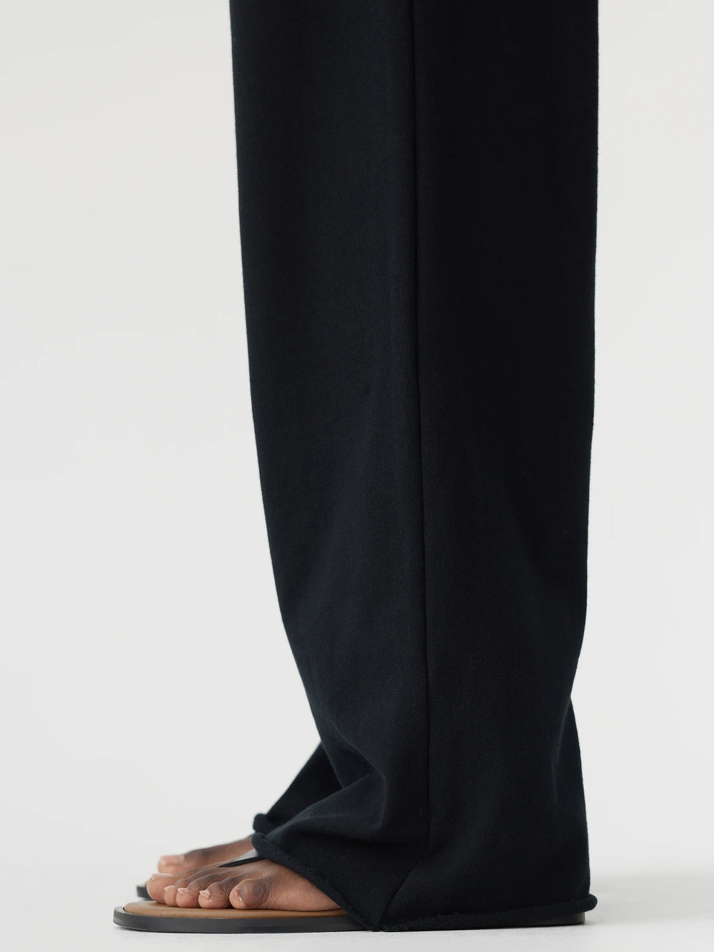 Wide Leg French Terry Pant Black