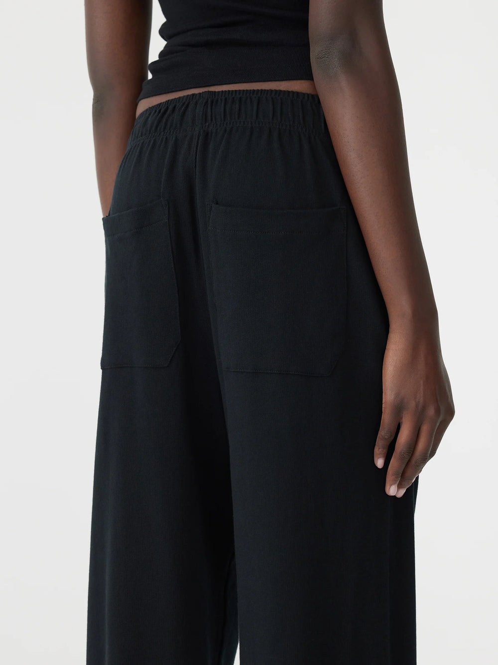 Wide Leg French Terry Pant Black