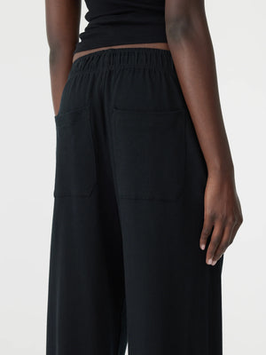 Wide Leg French Terry Pant Black