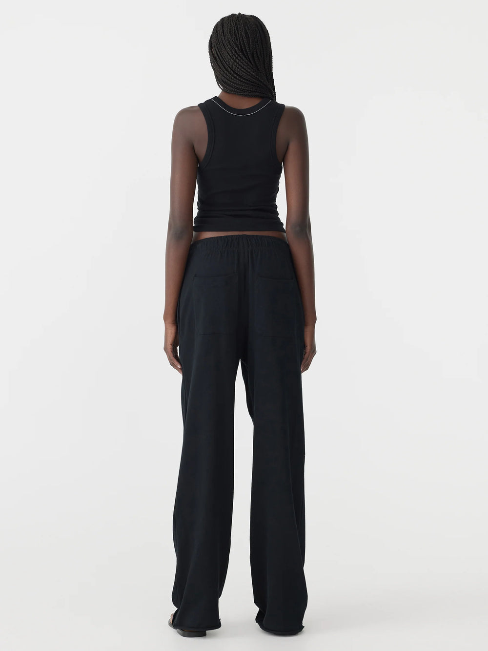 Wide Leg French Terry Pant Black