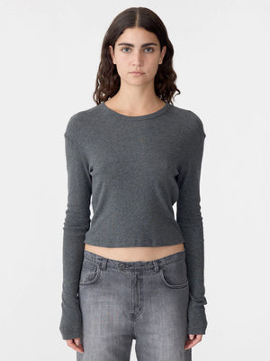 Slim Fit Rib LS Baby T shirt Charcoal Marl