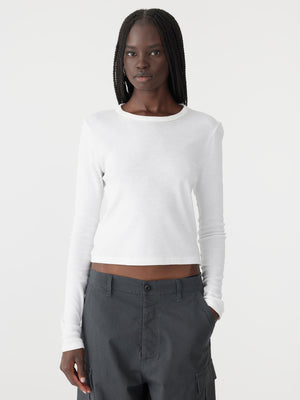 Slim Fit Rib L/S Baby T Shirt White