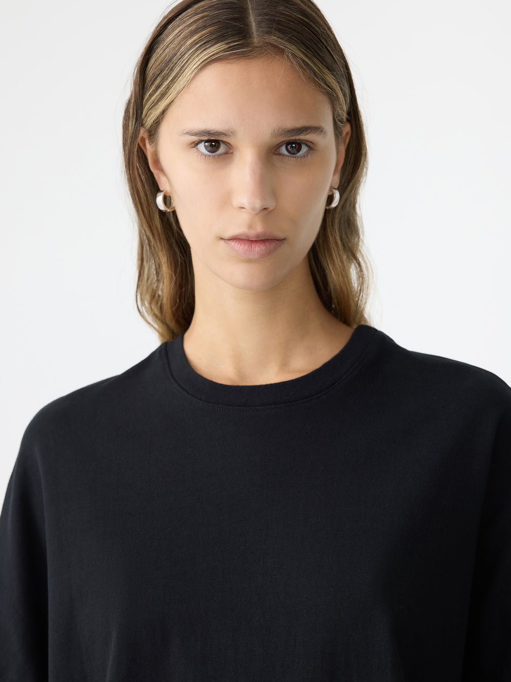 Boxy Crew Neck SS T Shirt Black
