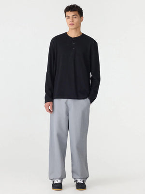 Terry Slouch Placket Sweat Black