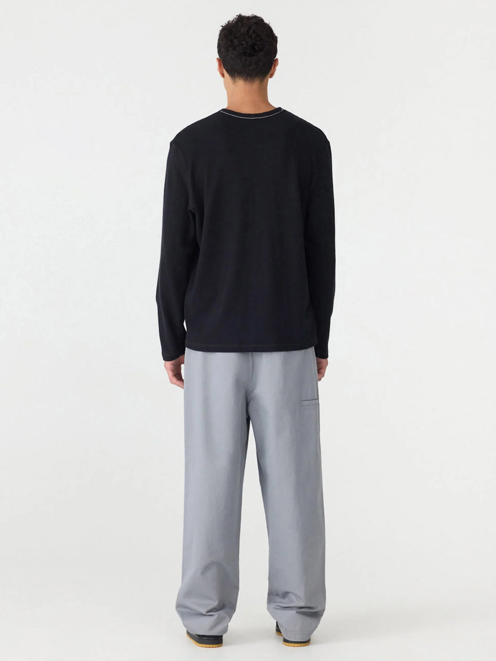 Terry Slouch Placket Sweat Black