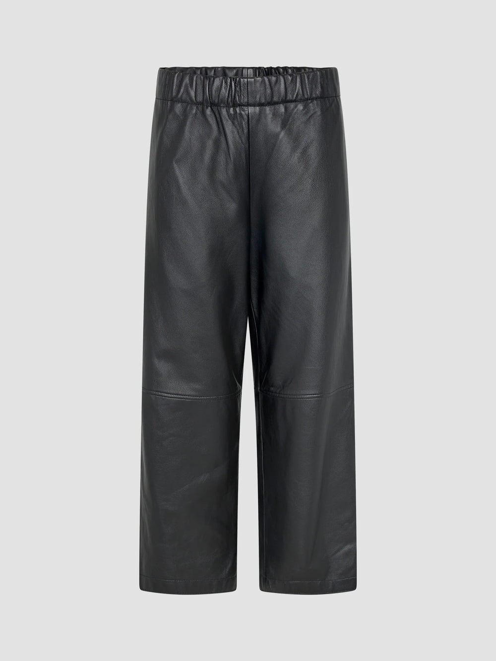 Leather Pull On Wide Leg Pant Black w/ Carob Stripe