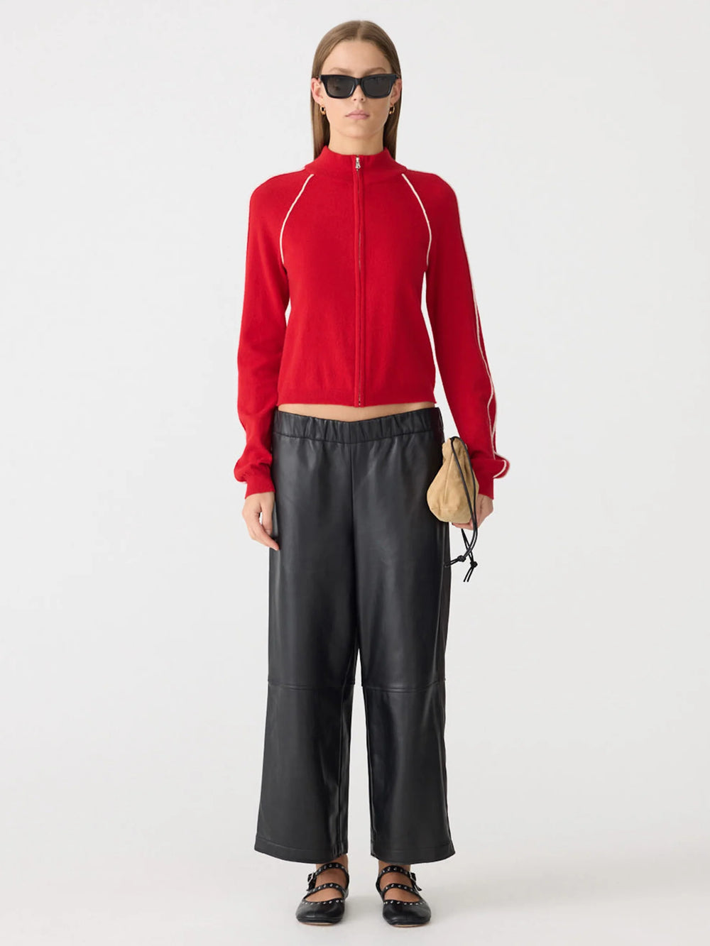 Leather Pull On Wide Leg Pant Black